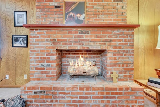 room details featuring wood walls