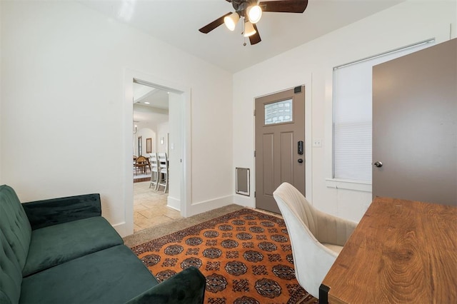 home office featuring ceiling fan