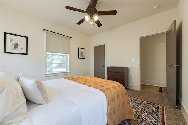 bedroom with carpet and ceiling fan