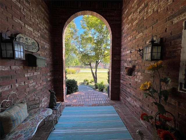 interior space with brick wall