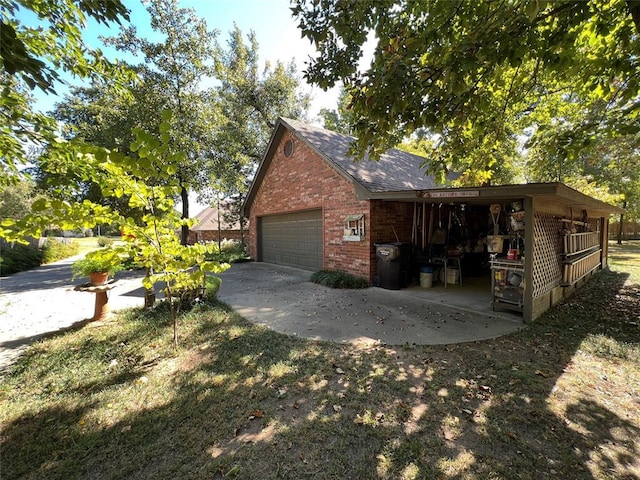 view of property exterior featuring brick siding