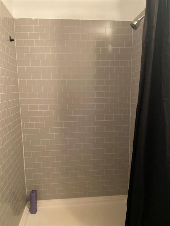 bathroom featuring a shower with curtain