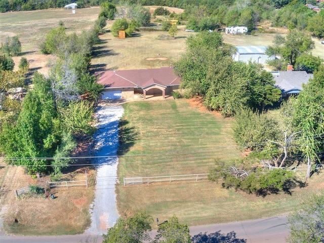 bird's eye view with a rural view