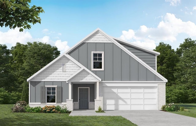 view of front of property with a garage and a front yard