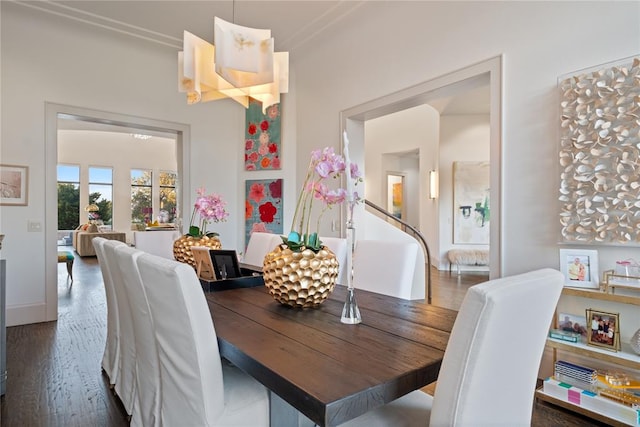 dining room with dark hardwood / wood-style flooring