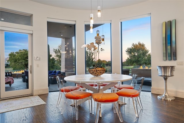 dining space featuring dark hardwood / wood-style flooring