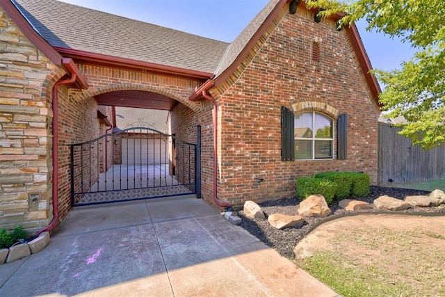 exterior space featuring a garage