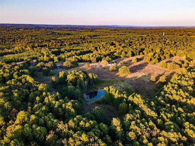 aerial view at dusk with a water view