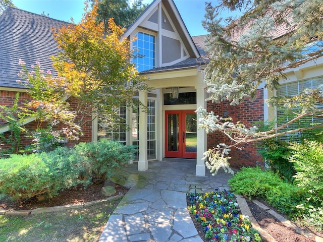 entrance to property featuring french doors