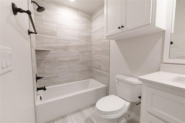 full bathroom with shower / bathing tub combination, vanity, and toilet