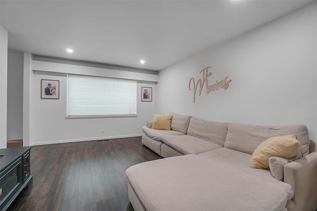 living room featuring dark hardwood / wood-style flooring