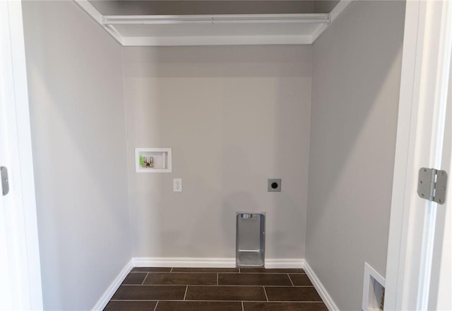 laundry area with baseboards, visible vents, hookup for a washing machine, wood finish floors, and electric dryer hookup