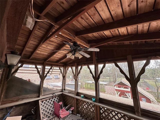 wooden terrace with ceiling fan