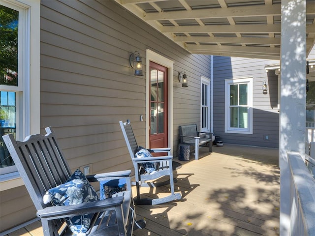 view of patio featuring a deck