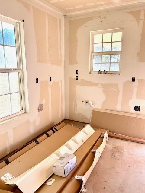 bathroom featuring concrete flooring and a wealth of natural light