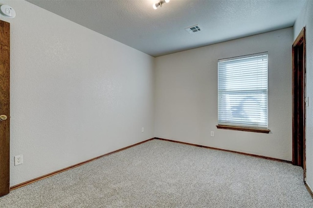 spare room with carpet flooring and a textured ceiling