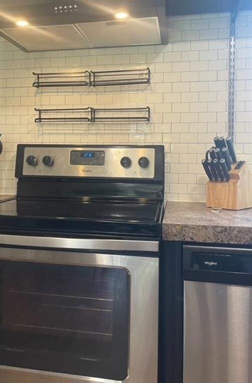 kitchen featuring wall chimney range hood and stainless steel appliances