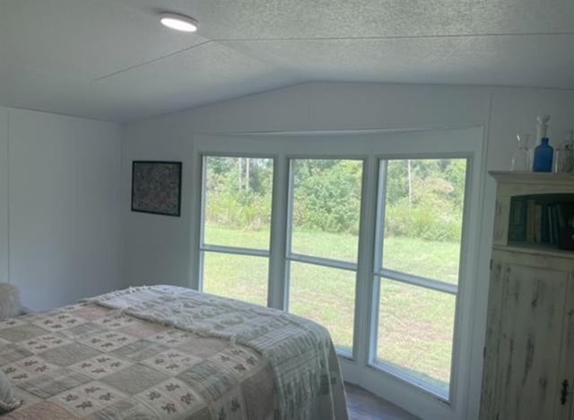 bedroom with vaulted ceiling