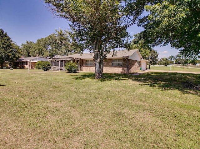 view of yard featuring a garage