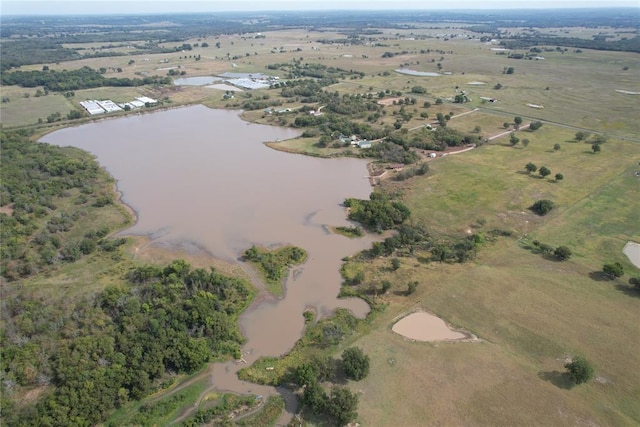 bird's eye view with a rural view and a water view