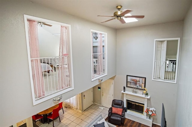 interior space featuring light tile patterned flooring