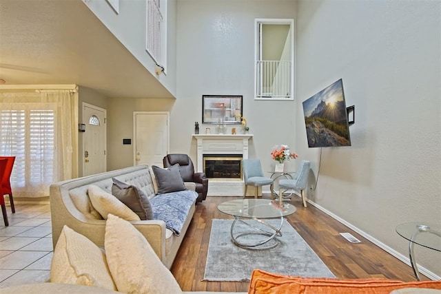 living room featuring wood-type flooring