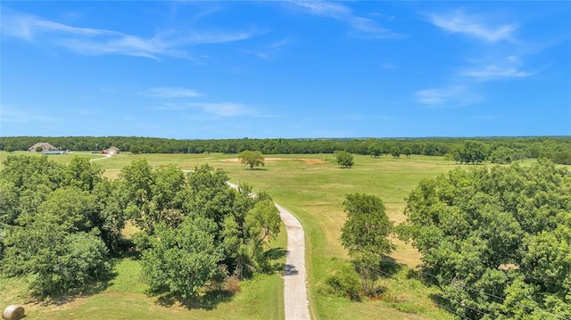 birds eye view of property featuring a rural view