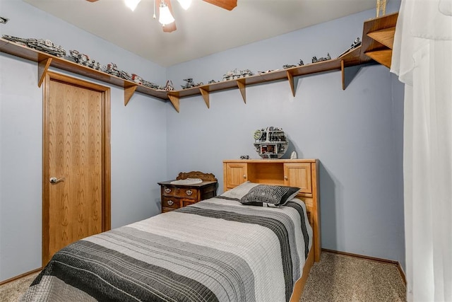 bedroom with carpet and ceiling fan