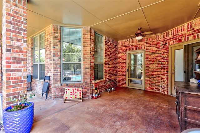 view of patio with ceiling fan