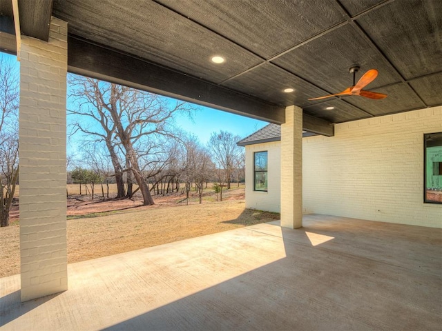 view of patio with a ceiling fan