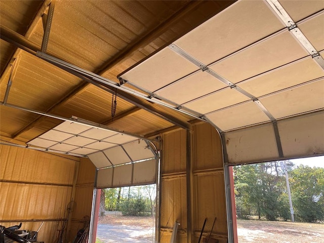 garage with wooden walls