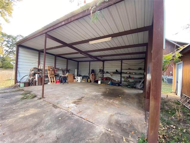 garage with a carport