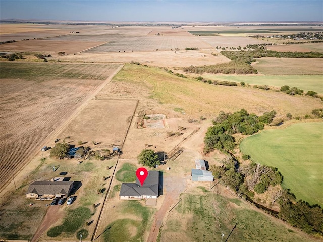 drone / aerial view with a rural view