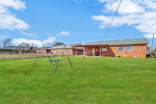 view of yard with a playground