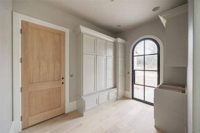 mudroom featuring light wood-type flooring