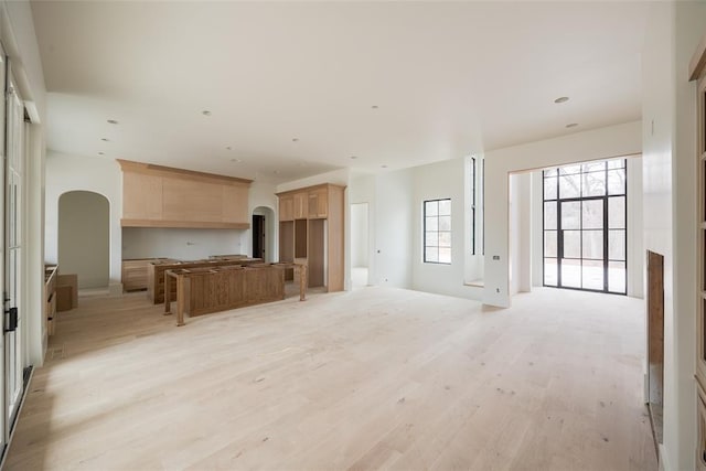 unfurnished living room featuring light hardwood / wood-style floors