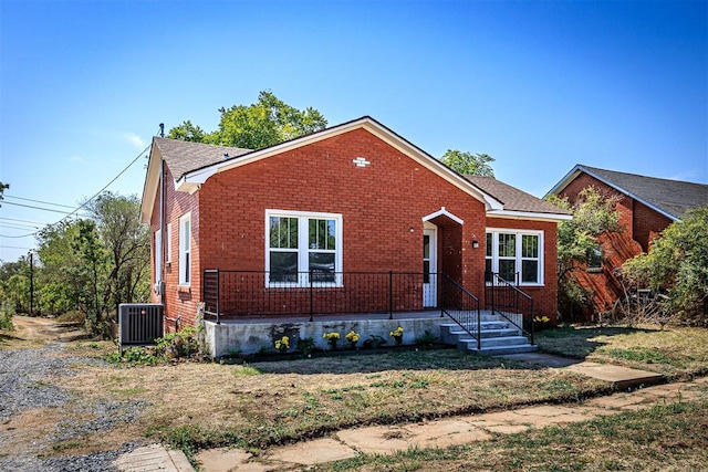 view of front of property featuring central air condition unit