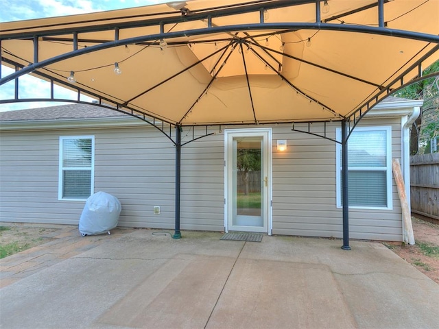 view of patio featuring a gazebo