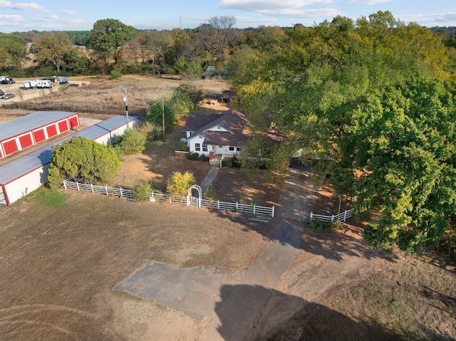 aerial view featuring a rural view