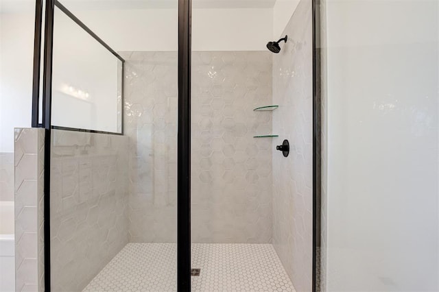 bathroom with a shower stall