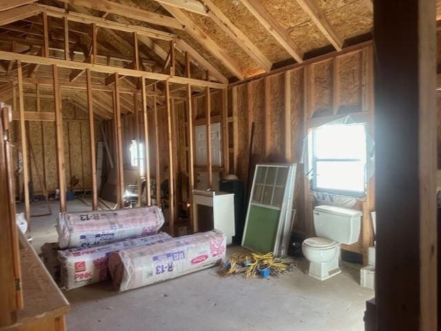 misc room with vaulted ceiling