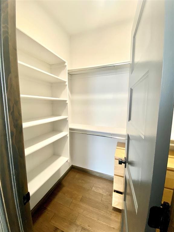 spacious closet featuring hardwood / wood-style flooring