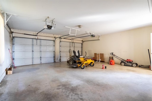 garage with a garage door opener