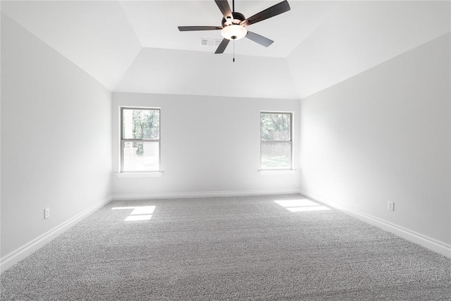 14001 Birch Ln, Edmond, OK 73049 - carpeted spare room with lofted ceiling and ceiling fan