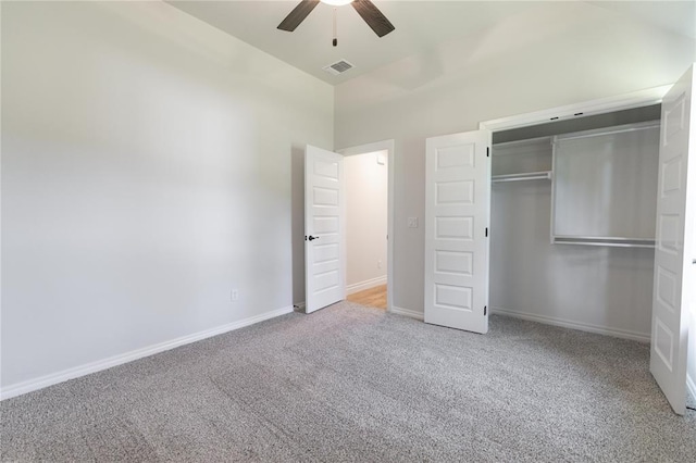 14001 Birch Ln, Edmond, OK 73049 - unfurnished bedroom with carpet, a closet, and ceiling fan