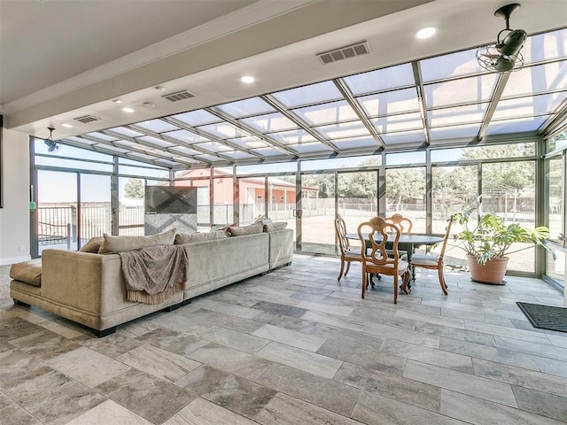 view of unfurnished sunroom