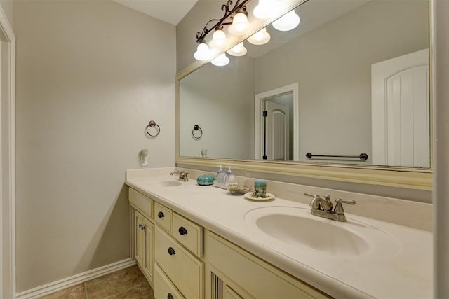 bathroom with tile patterned floors and vanity