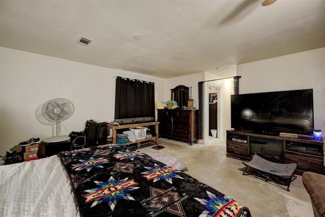 living room with ceiling fan