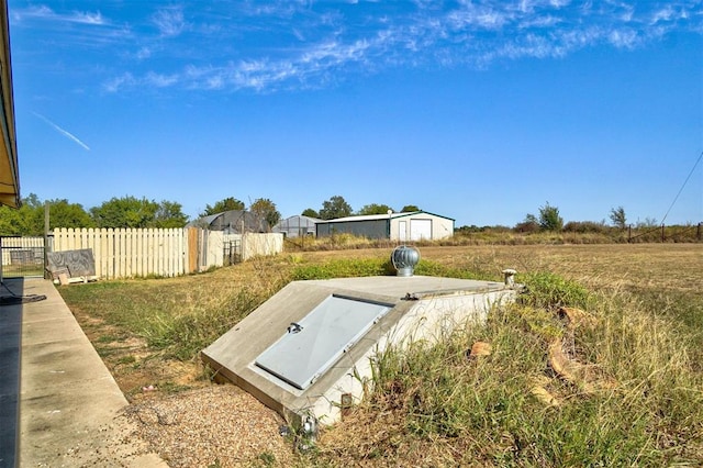 view of storm shelter