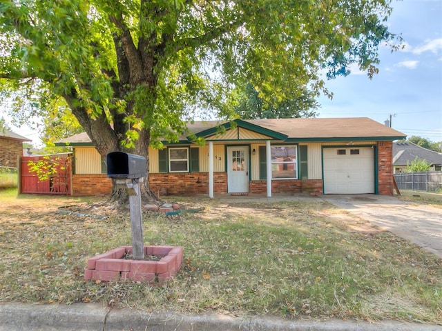 single story home with a garage